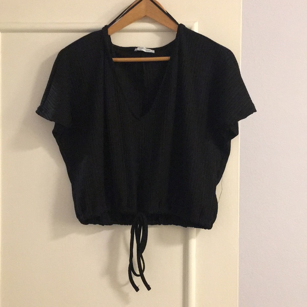 Black Semi Crop Top